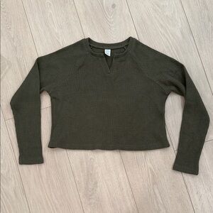 Treasure & Bond Olive Green Waffle Knit Girl’s Top size Large 10/12